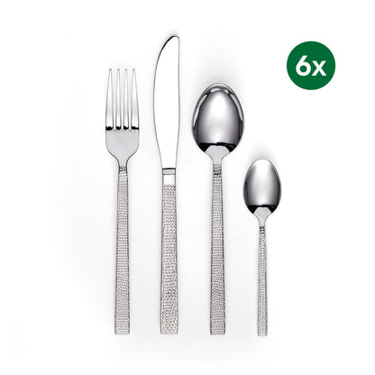 Vtizikl Ménagère 24 pièces pour 6 personnes, en acier inoxydable poli, avec fourchette et cuillère, compatible lave-vaisselle Vtizikl Ménagère 24 pièces pour 6 personnes, en acier inoxydable poli, avec fourchette et cuillère, compatible lave-vaisselle