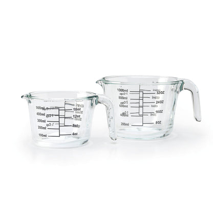 Set of 2 glass measuring cups - 500 ml + 1000 ml