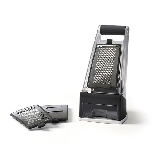 Grater set with container - black / grey
