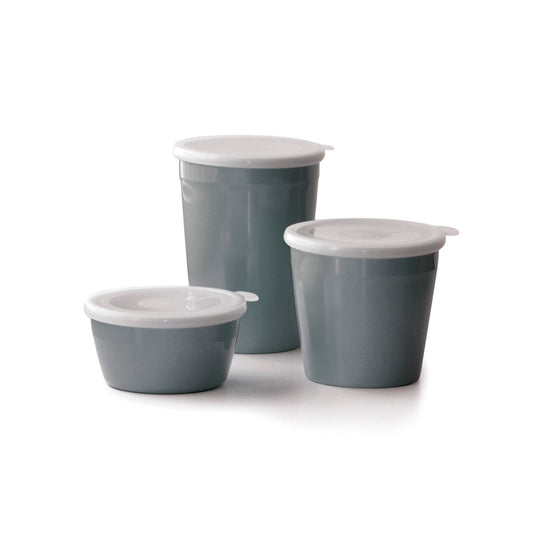 Set of 3 high food containers with lid - 350 ml + 700 ml + 1100 ml Grey