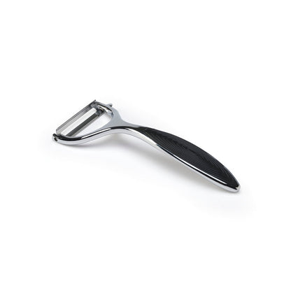 Y-Peeler with soft touch in stainless steel - grey/black