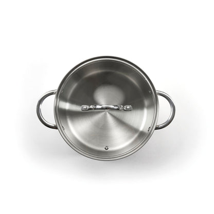 Casserole with glass lid Qulinox Pro - Triple bottom - stainless steel - 28 cm