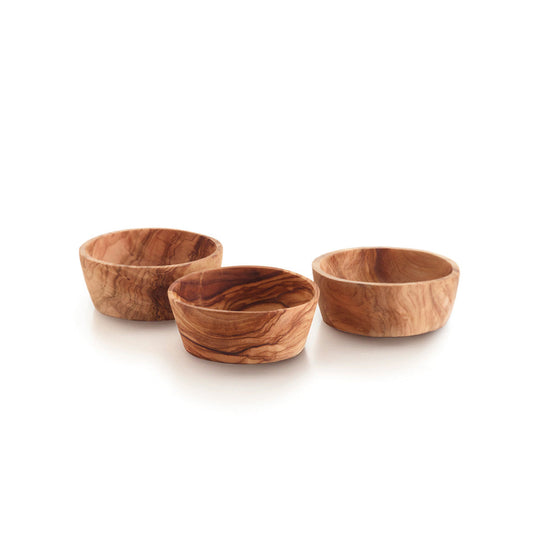 Set de 3 bols en bois d'olivier faits à la main