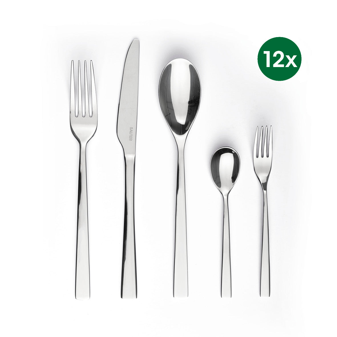 Cutlery box 60 pcs for 12 people: 12 dinner knives, 12 forks, 12 spoons, 12 teaspoons and 12 dessert forks - 60 PCS SET