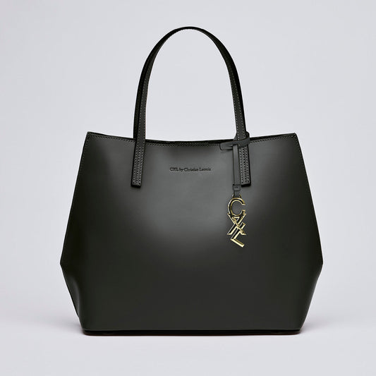 Leather handbag with removable pouch - Rivoli Black