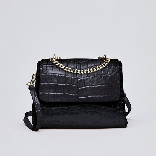 Croco leather crossbody bag - Cremieux Black