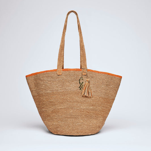 Handbag in raffia Hony - Dark tea