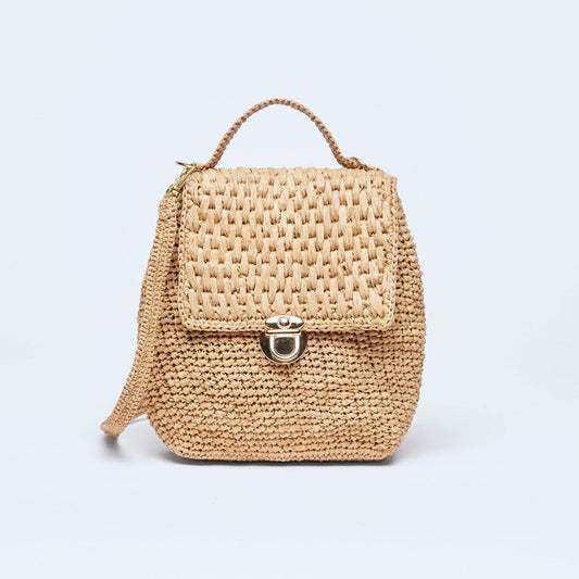 Crossbody bag in raffia Alice - Natural