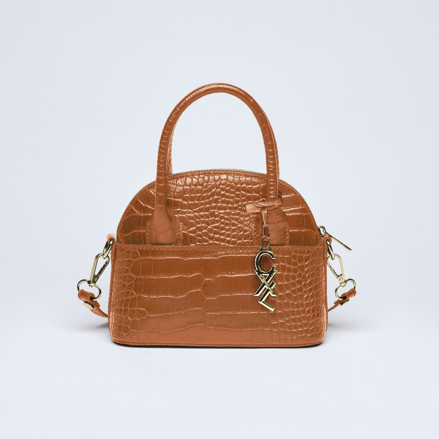 Small croco leather bowling bag Bel-air