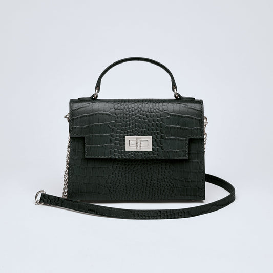 Croco leather handbag Monceau Black