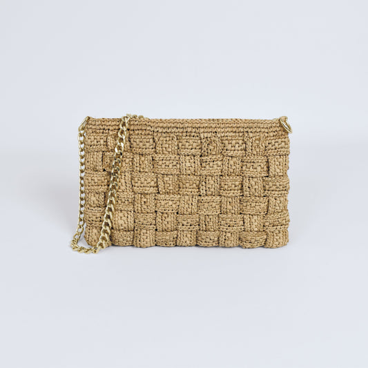 Crossbody bag in raffia Alba - Tea