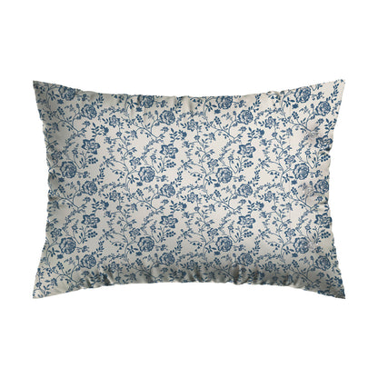 Taie d'oreiller coton percale fleurs - Bleu - VipShopBoutic