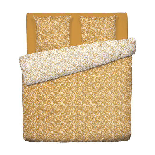 Duvet cover + pillow case percale cotton flowers - Yellow
