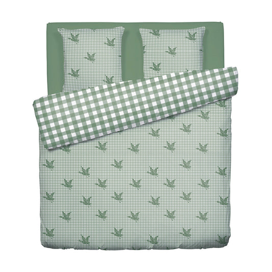 Duvet cover cotton Vichy Ducks - Green 260 x 240 cm