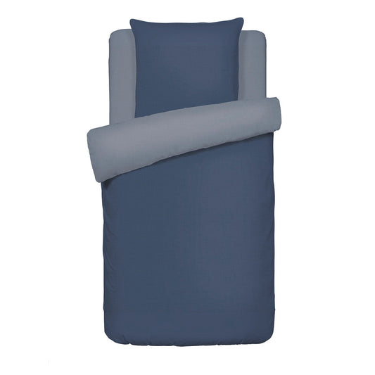 Set of 2 duvet covers + 2 pillowcases washed cotton - Uni Dark blue 2 x (135 x 200 cm) + 2 x (80 x 80 cm)