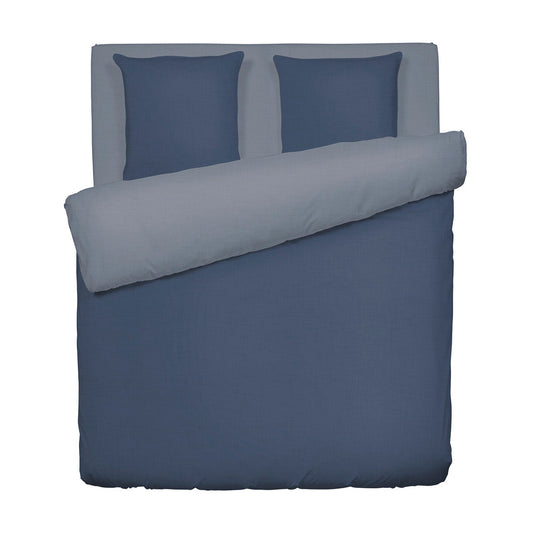 Duvet cover + pillowcase washed cotton - Uni Dark blue