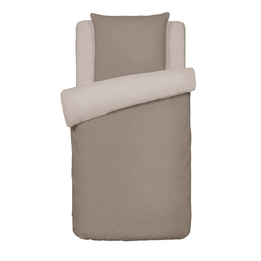 Set of 2 duvet covers + 2 pillowcases washed cotton - Uni Taupe 2 x (135 x 200 cm) + 2 x (80 x 80 cm)