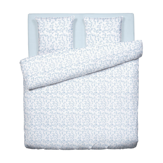 Duvet cover + pillowcase(s) cotton satin - Feuilles de Frêne white