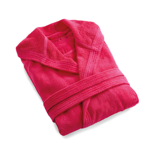Bathrobe with hood in 100% cotton - Fuchsia