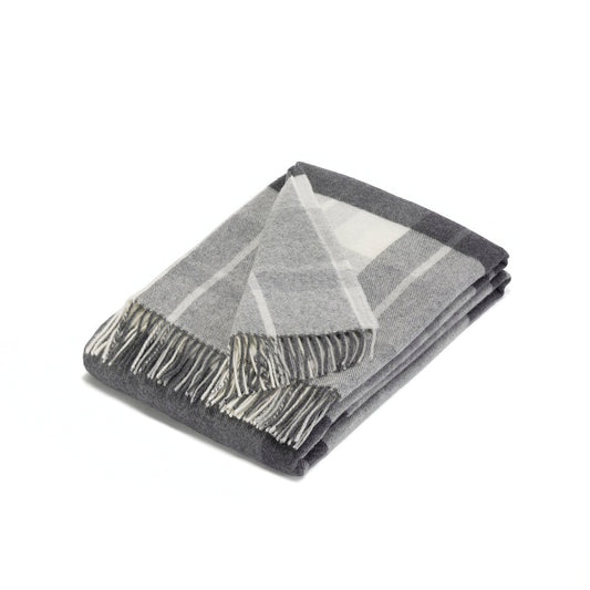 Cashmere tartan woven plaid – 130 x 180 cm: white/grey