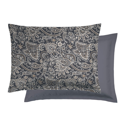 Set of 2 cotton satin pillowcases - Paisley Grey / Taupe 50 x 70 cm