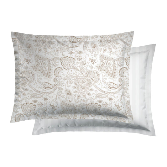 Set of 2 cotton satin pillowcases - Paisley Taupe