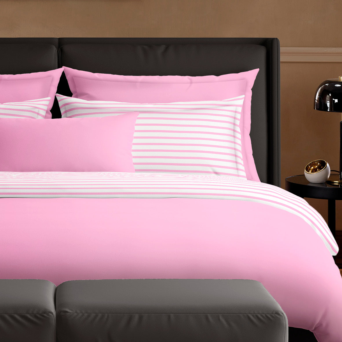 Duvet cover + pillowcase(s) cotton satin - Horizon Pink