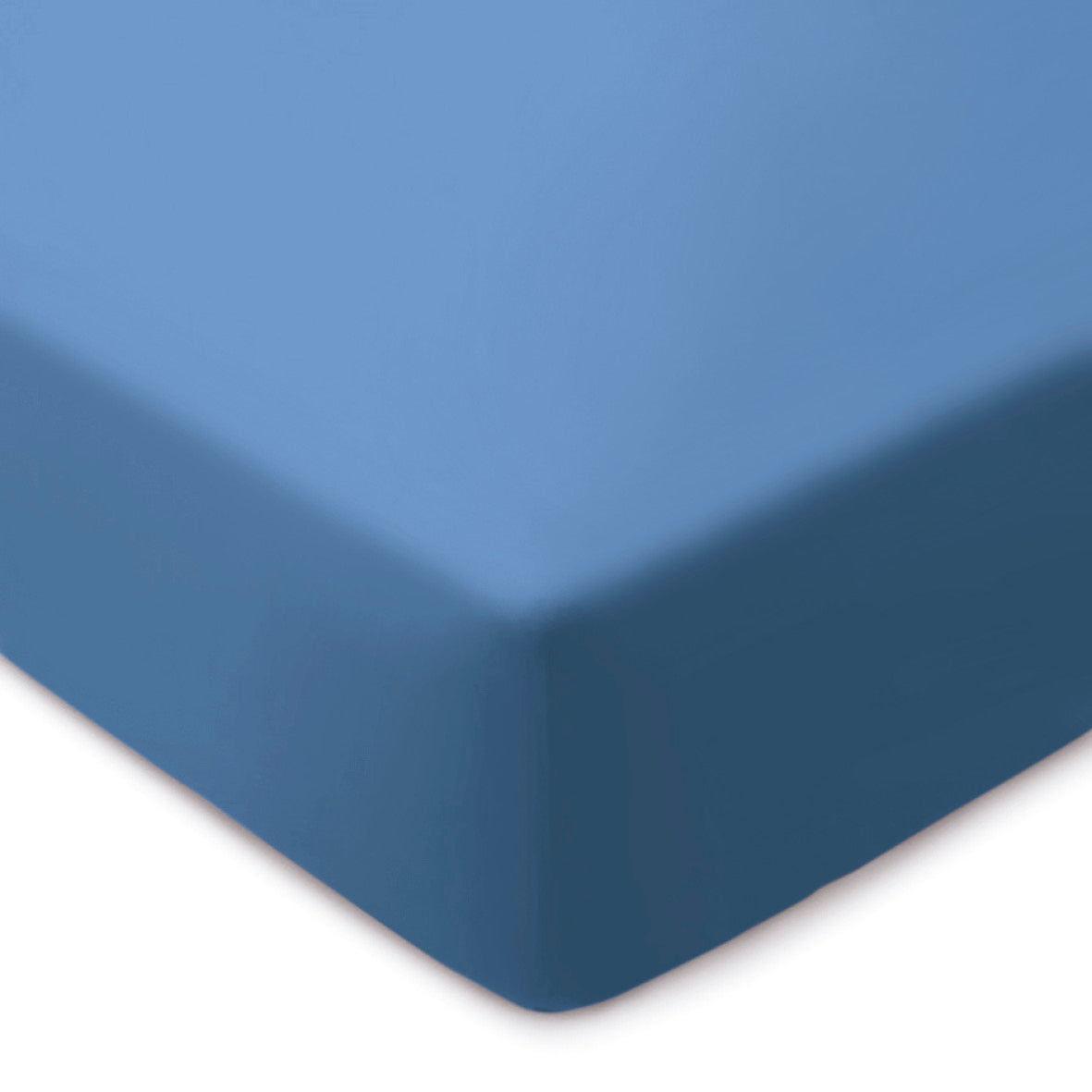 Fitted sheet cotton satin - Uni Blue