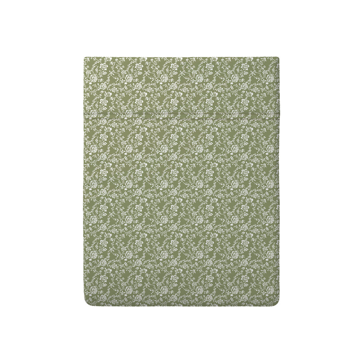 Flat sheet baby cotton satin - Fleurs Green
