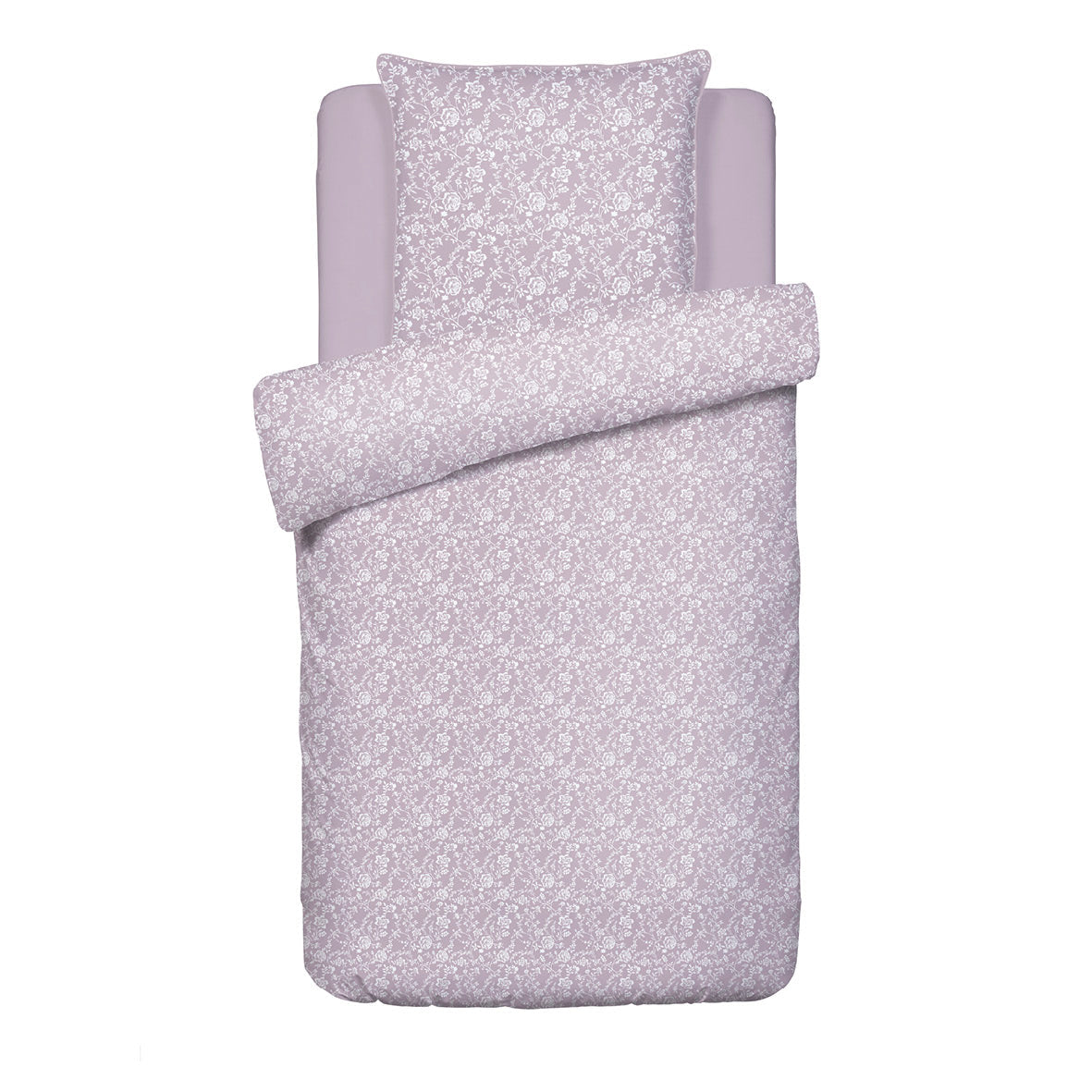 Duvet cover + pillowcase(s) cotton satin - Fleurs Lavender