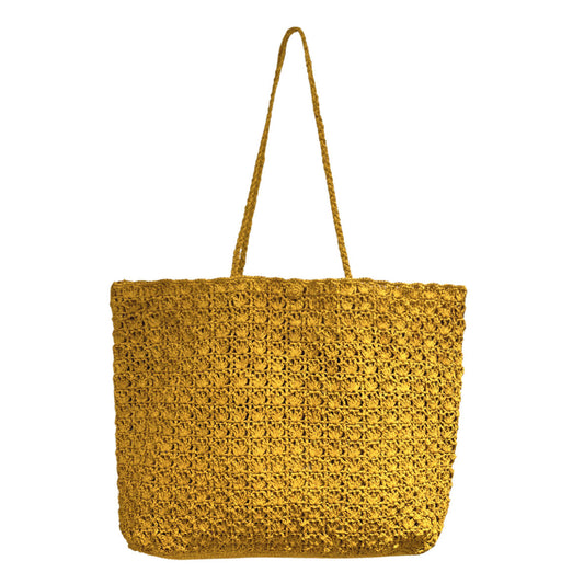 Handbag in raffia Flora Yellow