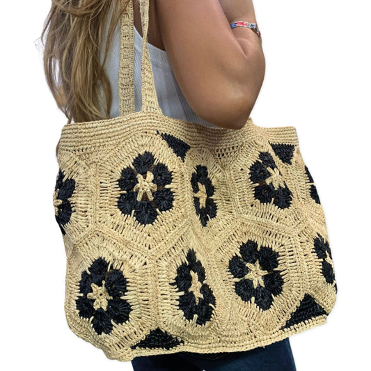 Handbag in raffia Linda Black