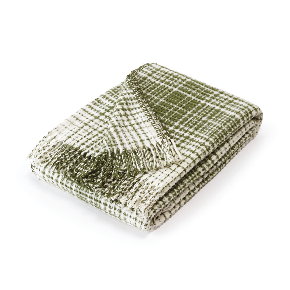 Plaid tissé en coton doux - Tartan Gaufré Vert / Blanc - 130 x 170 cm - VipShopBoutic