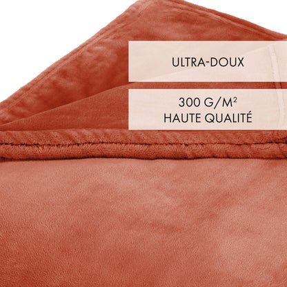 Maxi plaid en polaire - Rouge séquoia - 180 x 220 cm - VipShopBoutic