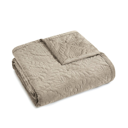 Bedspread corduroy - Flower Taupe