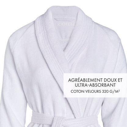 Bathrobe with shawl collar White