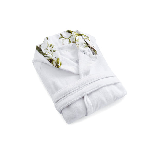 Hooded bathrobe - Jungle White