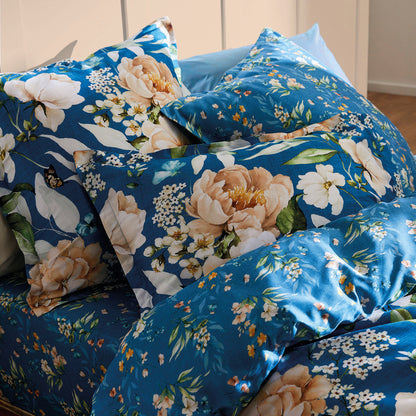 Pillowcase(s) cotton satin - Jardin de Fleurs Blue