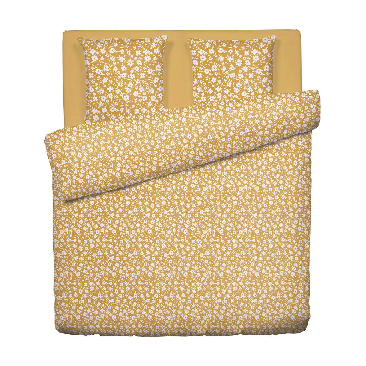 Duvet cover + pillowcase(s) cotton satin - Elégance yellow