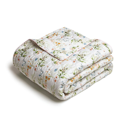 Bedspread - ultra soft : Jardin de Fleurs white