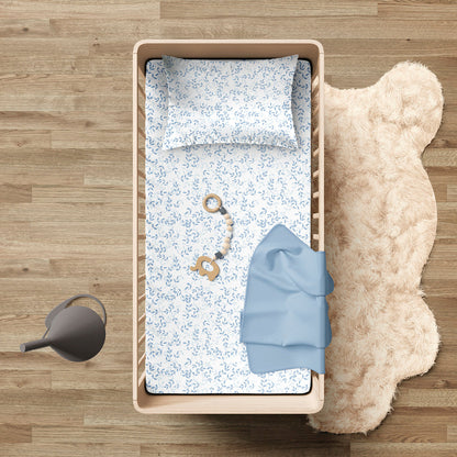 Duvet cover + pillowcase baby in cotton satin - Freya white