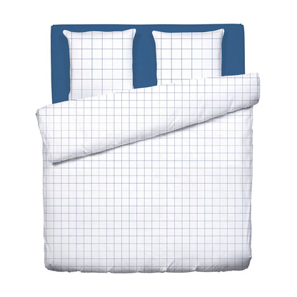 Duvet cover + pillowcase(s) cotton satin - Grands carreaux white