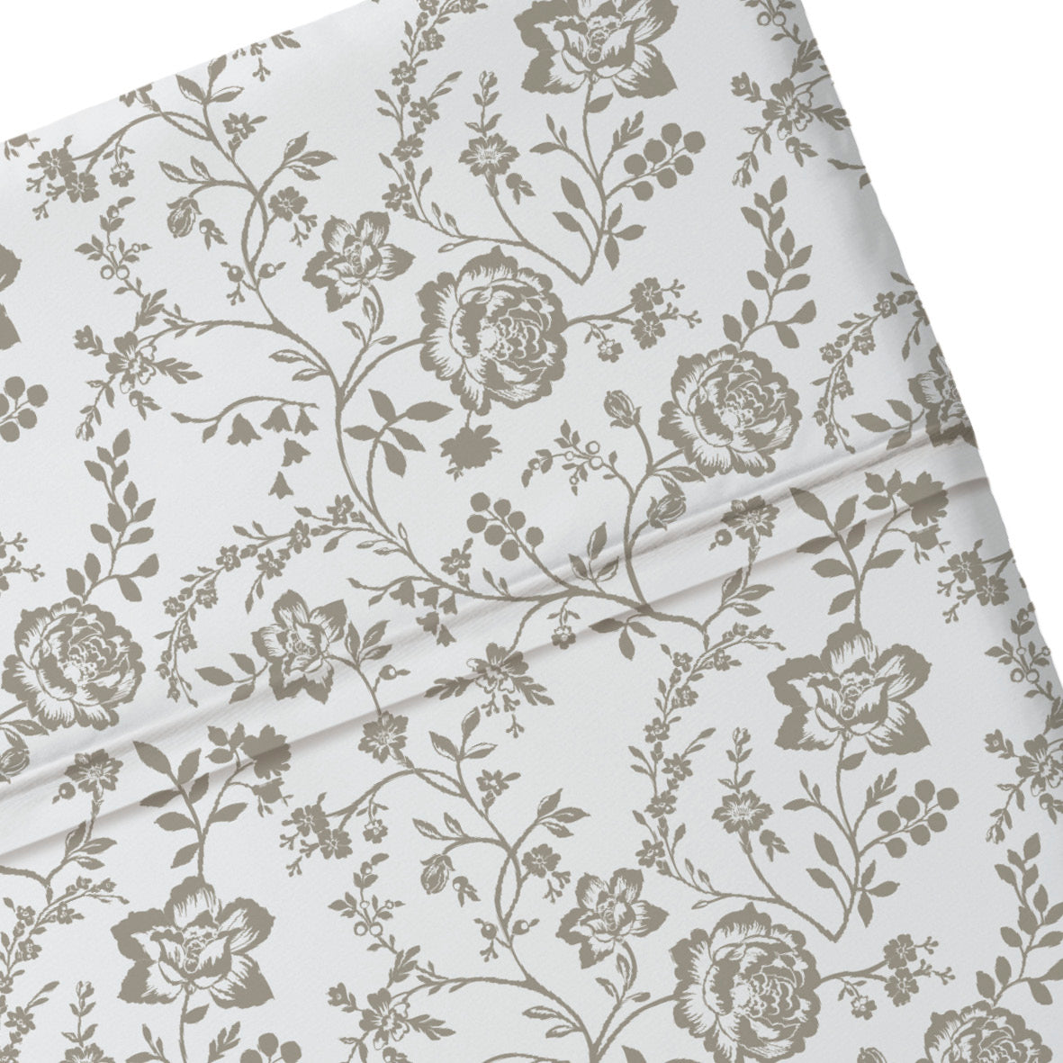Flat sheet baby cotton satin - Parterre de Roses white/taupe