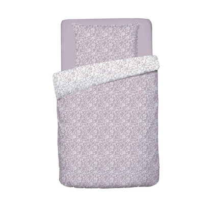Duvet cover + pillowcase(s) baby cotton satin - Parterre de Roses lavender
