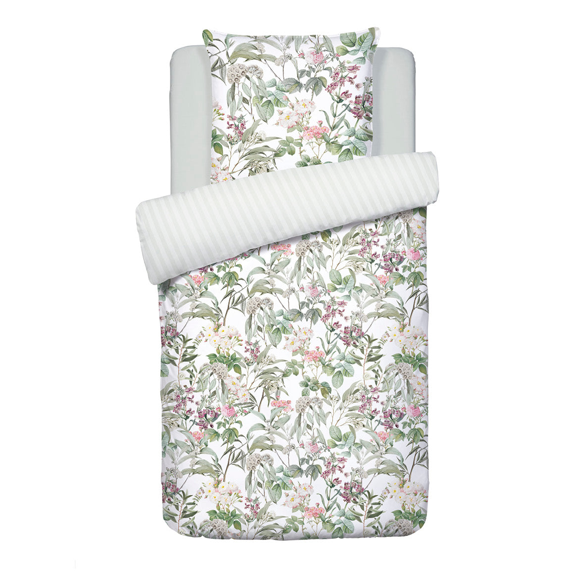 Duvet cover + pillowcase(s) cotton satin - Rozas white