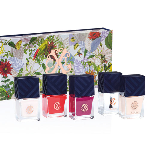 Set of 3 nail polishes with base coat and top coat