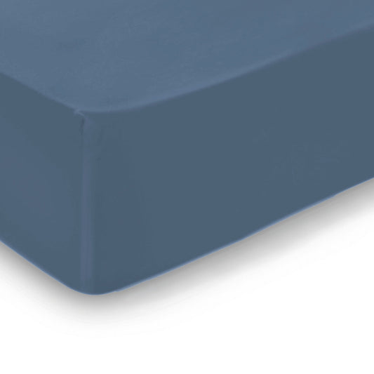 Fitted sheet - 100% cotton satin - Dark blue