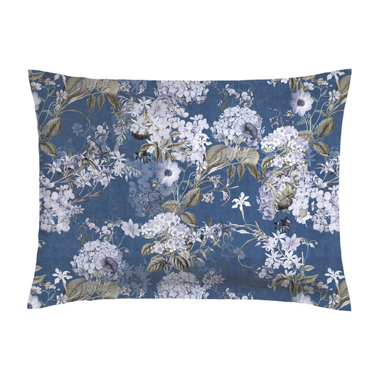 Pillowcases cotton satin - Hortensia blue 2 x (50 x 70 cm)