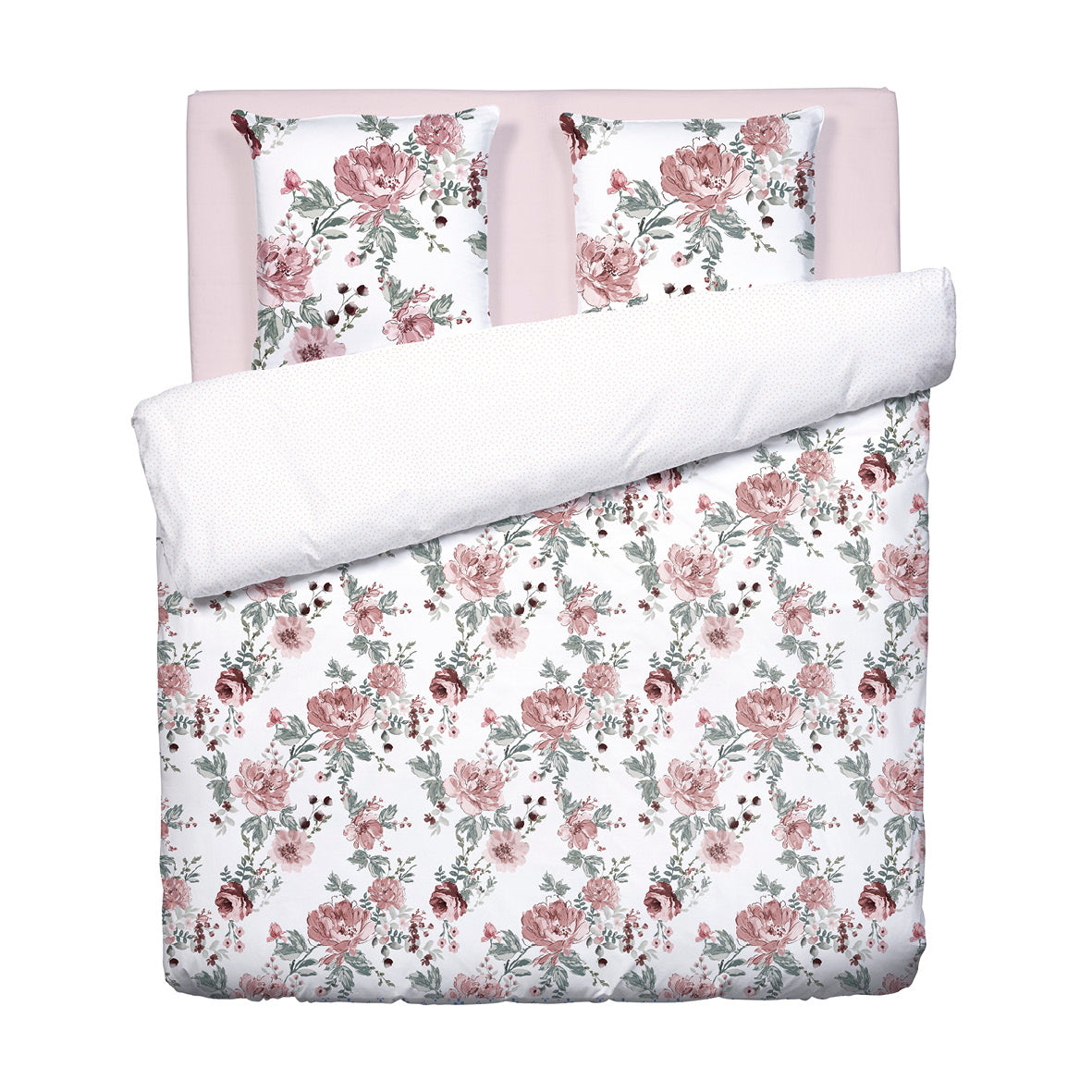 Duvet cover + pillowcase(s) cotton satin - Peony white