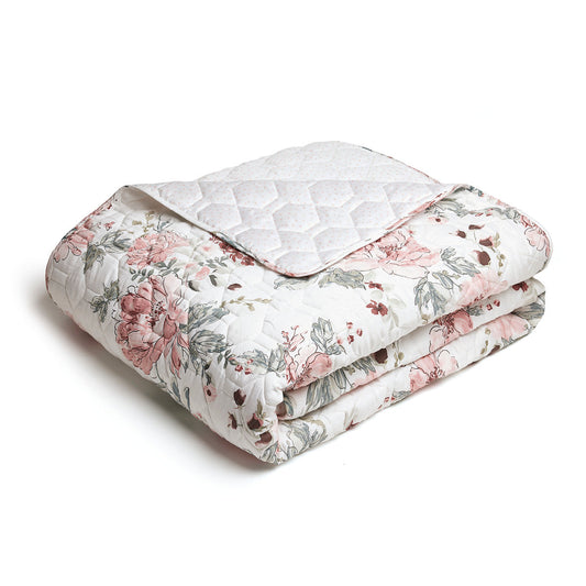 Bedspread in cotton satin - Peony white